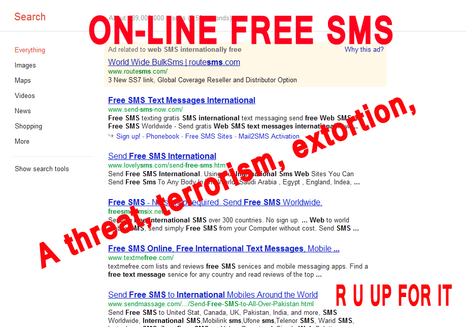 Free SMS online can be a threat in terms of security